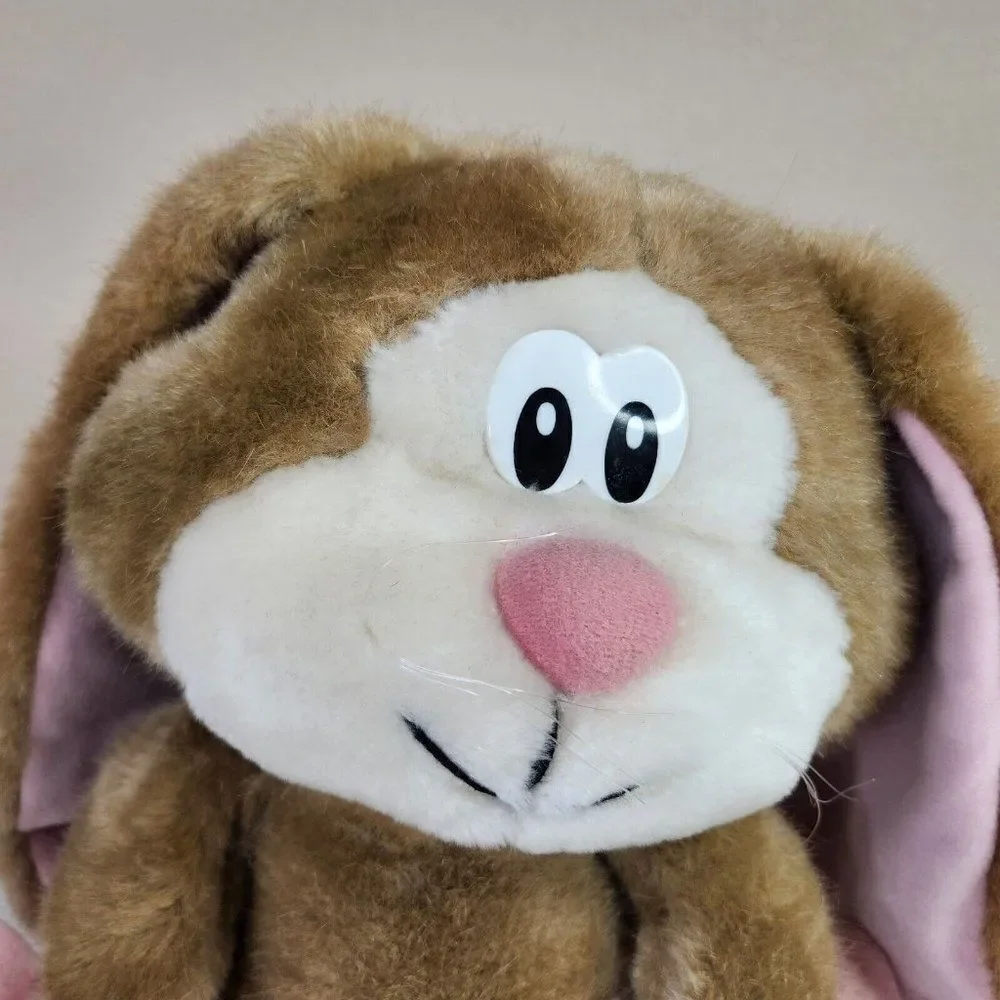 Vintage 80s Applause Easter Bunny Rabbit Plush Big Lop Ears Slippers 10”